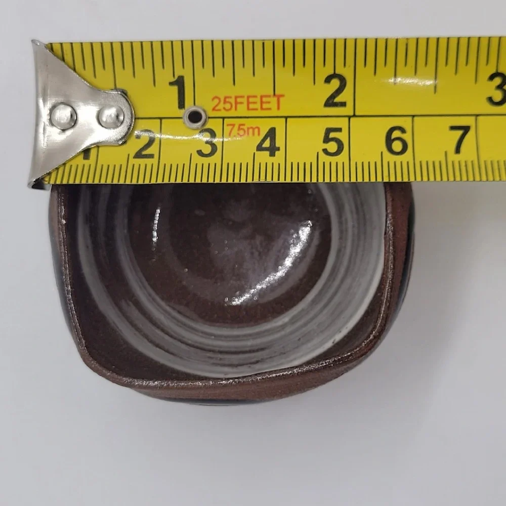 Kyoto Kiyomizu-yaki Japanese Studio Pottery Tea Bowl Brown Black Swirl Chawan